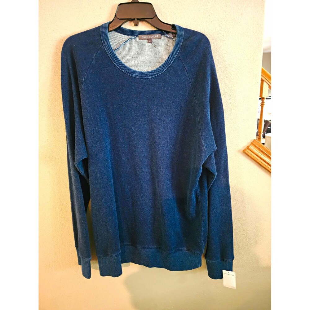 Slate & Stone Blue French Terry Sweatshirt Mens XL 100% Cotton NWT Normcore Cozy